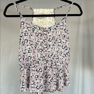 calico lace pretty rayon camisole large juniors Ella Moss blue pink white